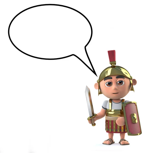 3d romano Centurião com uma bolha de discurso em branco . — Fotografia de Stock