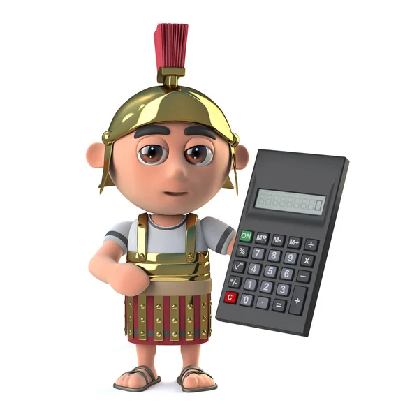 3D roman soldat med hjälp av en digital kalkylator — Stockfoto