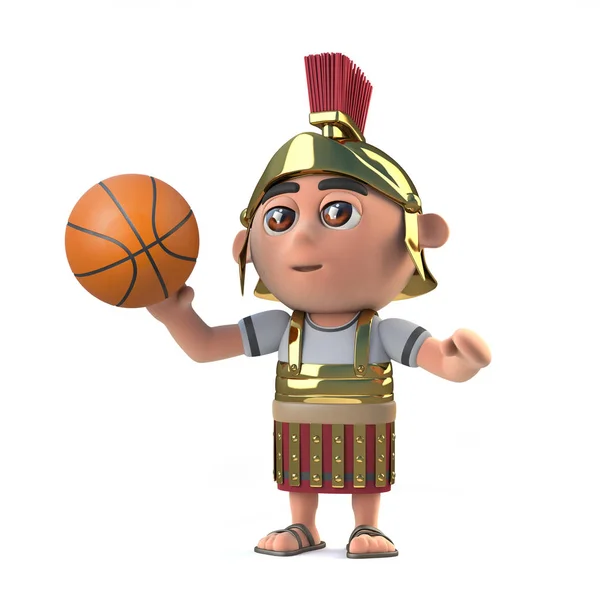 3d soldado romano juega baloncesto — Foto de Stock