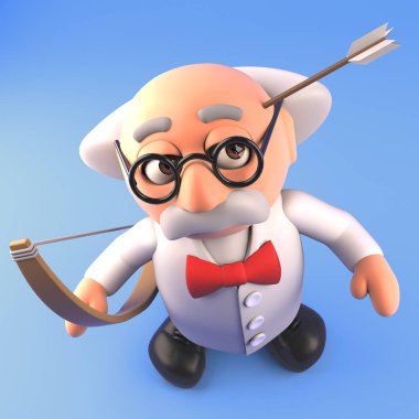 Kazaya eğilimli çılgın bilim adamı kendini bir okla kafasından vurur.