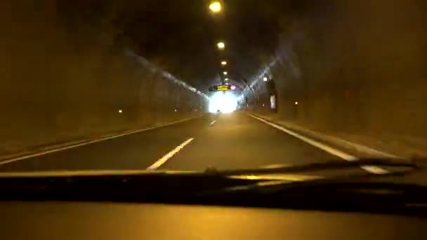 Conducción Carretera Del Coche Túnel Carretera Metro Viajando Tráfico Pov — Vídeos de Stock