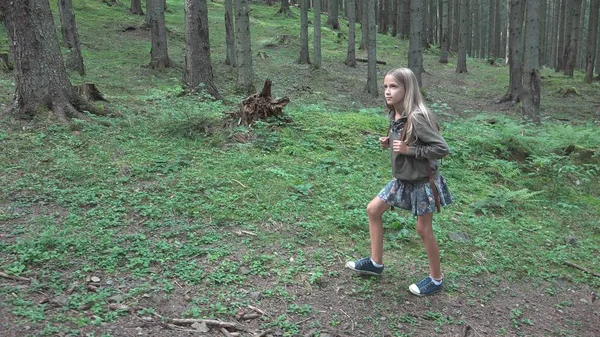Caminhada Criança Floresta Kid Outdoor Natureza Meninas Jogando Aventura Camping — Fotografia de Stock