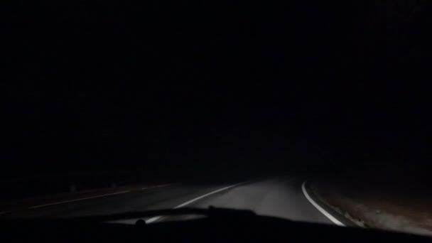 Noční Provoz Silnici Řídí Auto Dark Highway Cestování Pohled Pov — Stock video