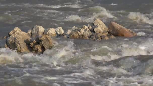 Mountain River Closeup Spring Brook Beek Met Stenen Rotsen Uitzicht — Stockvideo