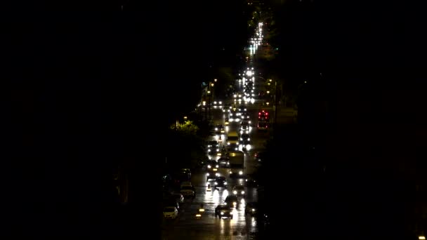 Traffic City Night Letecký Dav Aut Road Drivers People Street — Stock video