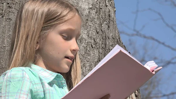 Leitura Criança Parque Árvore Estudante Leituras Livro Livre Natureza Educativo — Fotografia de Stock