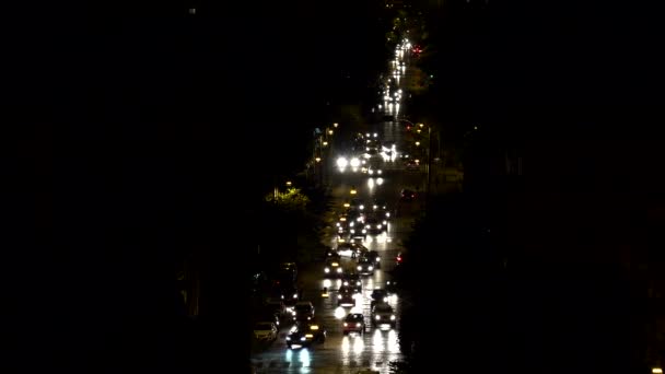 Traffic City Night Letecký dav aut Road Drivers People Street Night Evening — Stock video