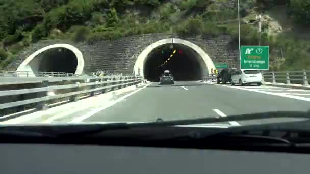 Conducción de coches en la autopista, Carretera, Túnel, Subte, Timelapse Tráfico Pov — Vídeos de Stock