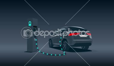 Elektrikli araç şarj istasyonu şarj gece düşük talep yoğun olmayan elektrik sırasında. Nesneler ve gölgeler beyaz chroma anahtar arka plan kolaylığı yerine ayrı alfa kanalı olarak. Çizgi film animasyon.