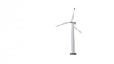 Basit izole dönen rüzgar güç türbin karikatür düz stil döngü animasyon. Beyaz chroma anahtar arka plan değiştirmek kolay üzerinde ayrı alfa kanalı olarak itiraz.