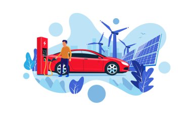 Yenilenebilir Enerji Güneş ve Rüzgar Enerjisi Üretimi ile Şarj İstasyonu'nda Elektrikli Araba Şarj