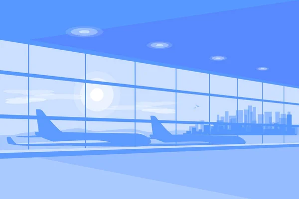 Vazio Terminal Aeroporto Portão Sala Espera Perspectiva Interior Partida Moderno —  Vetores de Stock