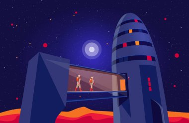 Astronot yolcuları, Ay 'dan Dünya' ya gidecek olan mekik mekiğiyle uzay aracına biniyor. Kozmos 'un gelecekteki Kızıl Gezegen Keşif Gecesi başlıyor..