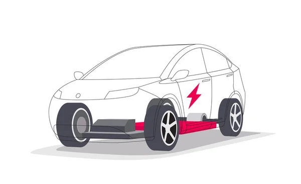 Moderne Elektroauto Batterien Modulare Plattform Board Schema Mit Karosserierädern Elektro — Stockvektor