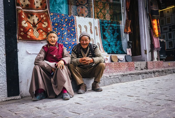 Leh Region Ladakh Indie Sierpnia 2016 Starzy Ludzie Ladakhi Para — Zdjęcie stockowe