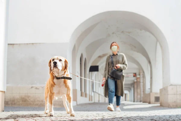 Junge Fantasievoll Gekleidete Frauen Mit Gesichtsmaske Als Coronavirus Verbreiten Prävention — Stockfoto