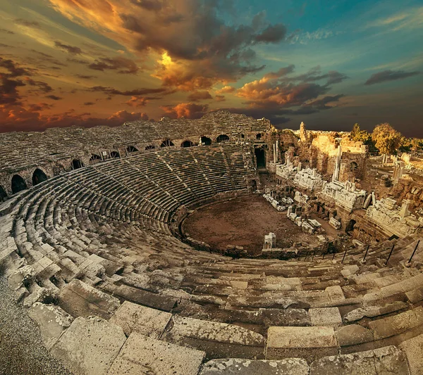 Side Antieke Amfitheater Vis Oog Boven Uitzicht — Stockfoto