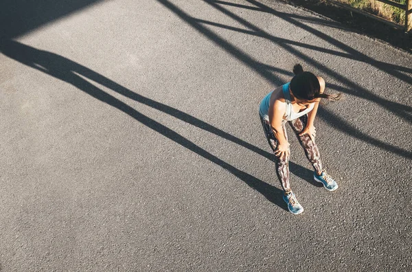 Kvinnan Andas Efter Jogging — Stockfoto