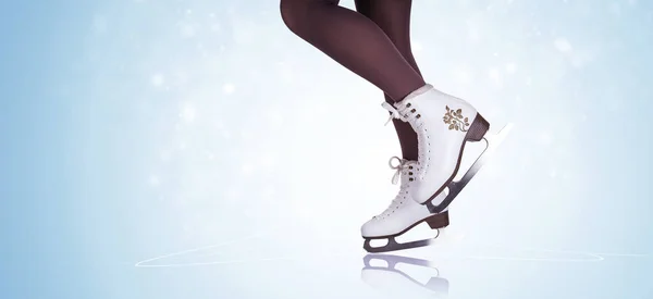 Woman Legs Ice Skating Boots — Stock Photo, Image