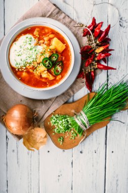 Geleneksel Ukrayna kırmızı çorbası 