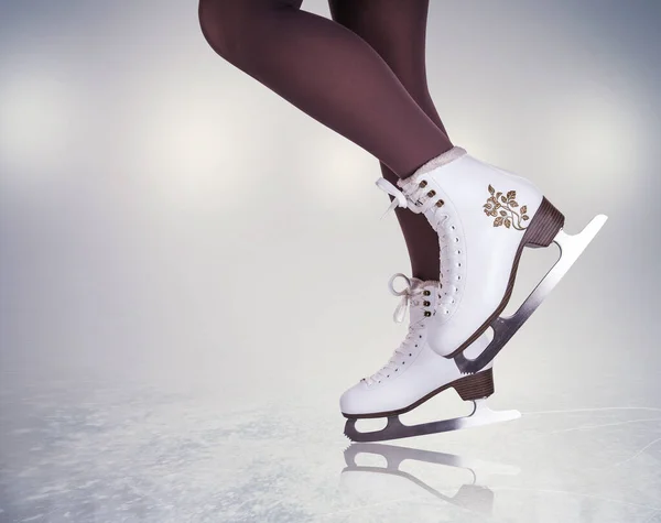 Woman Legs Ice Skating Boots — Stock Photo, Image