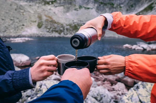 Pausa Chá Durante Trekking High Tatras Eslováquia — Fotografia de Stock