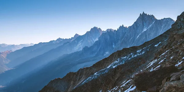 Montagnes Des Alpes Françaises Paysage Grand Angle Vue Panoramique Avec — Photo