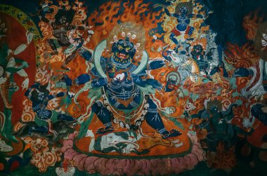 Ladakh, Hindistan 'daki Thiksey köyü - 20 Ağustos 2016' da Hindistan 'ın Ladakh kentindeki Thiksey köyünde.