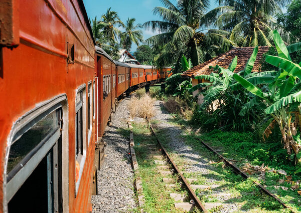 Scenery Railway Road Colombo Matara Train Goes Jungles Local Villages — Stock Photo, Image