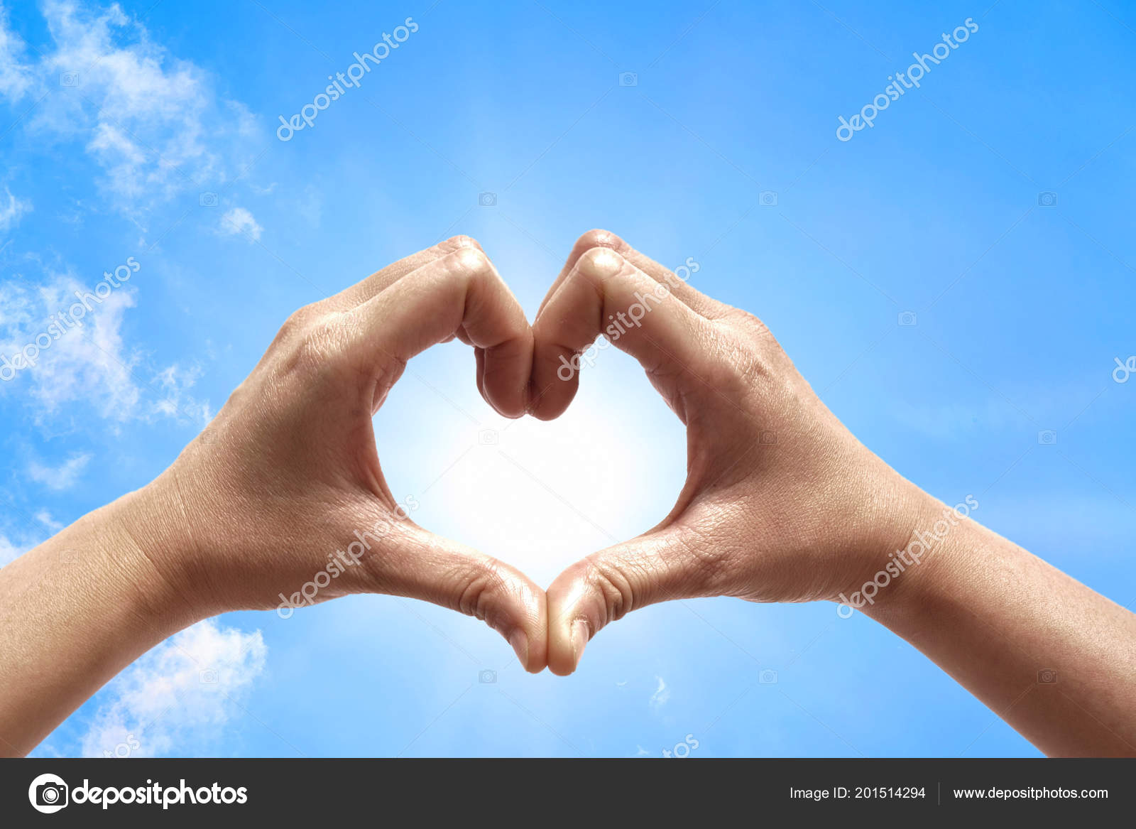 Woman Hold Hands Sky Shape Love Heart Nature Sun Light Stock Photo By C Pohsmith