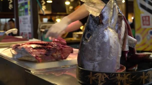 Wakayama Japan January 2018 Kuroshio Market Located Marina City Tuna — Stock Video