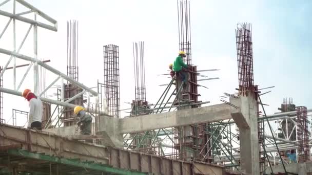 Construction Industry Engineer Business Concept Worker Standing Working Building High — Stock Video