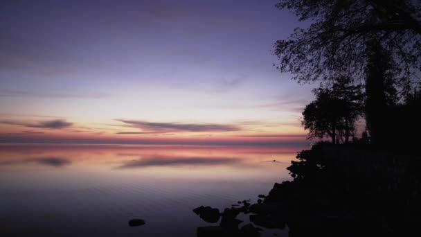 太陽が昇る直前に湖 — ストック動画