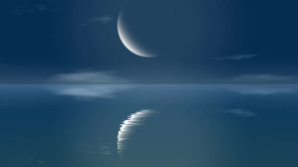 Księżyc Nad Spokojne Morze Wideo Stockowe