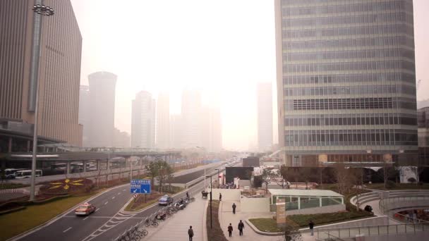 Video Città Scape Nebbia — Video Stock