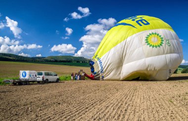 Hranovnica, Slovakya - 28 Temmuz. Balon üzerinde 28 Temmuz 2018 yılında Hranovnica sahada açılış