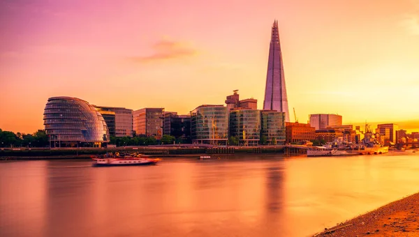 Panoramę Londynu Wieczorem Wieżowiec Shard River Thames — Zdjęcie stockowe