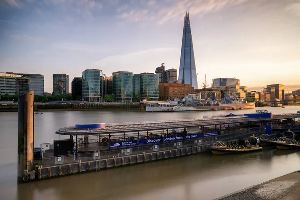 Panoramę Londynu Wieczorem Wieżowiec Shard River Thames — Zdjęcie stockowe