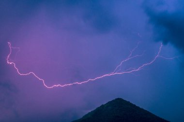 Thuderstorm. Yıldırım ve karanlık bulutlar