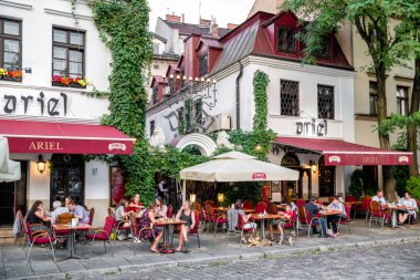 Krakow, Polonya - 18 Ağustos: Kazimierz Krakow 18 Ağustos 2018 denilen eski Yahudi Mahallesi