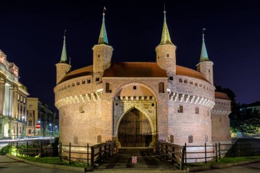 Krakow, Polonya - 18 Ağustos: Krakow barbican - Krakow üzerinde Ağustos, 18, 2018 müstahkem karakol