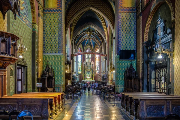 Krakow Polen Augustus Interieur Van Kerk Van Franciscus Van Assisi — Stockfoto