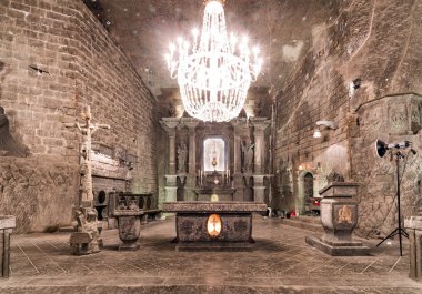 Wieliczka, Polonya - 20 Şubat: Odasında Wieliczka Tuz madeni üzerinde 20 Şubat 2018, Wieliczka