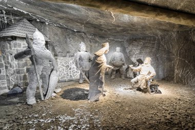 Wieliczka, Polonya - 20 Şubat: odasında Nicolaus Copernicus ile Wieliczka Tuz mayın üzerinde 20 Şubat 2018, Wieliczka Heykel Sergisi