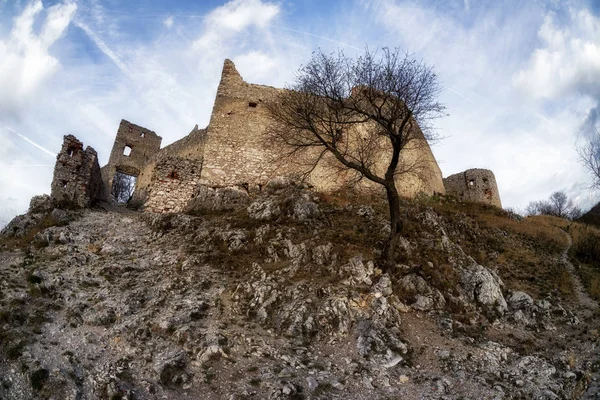 Ruinas Del Castillo Plavecky Colina — Foto de Stock