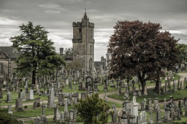 Stirling, İskoçya - 20 Mayıs: Eski Kraliyet Mezarlığı ve kilise kutsal kaba üzerinde 20 Mayıs 2018 Stirling içinde