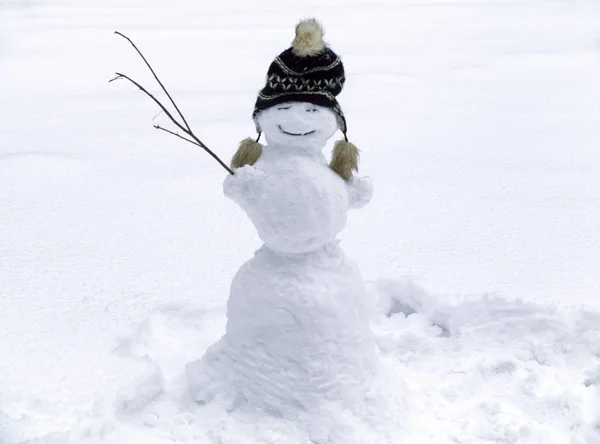 Boneco Neve Com Chapéu Fundo Branco — Fotografia de Stock