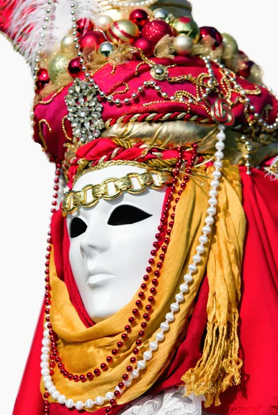 Person Carnival Mask White Background Venice Italy — Stock Photo, Image