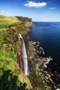 Waterfall Meat falls at Isle of Skye, Scotland. Atlandtic ocean at background clipart