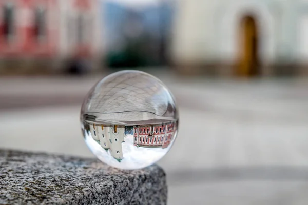 Crystal ball. Church in Ruzomberok, Slovakia — Stock Photo, Image